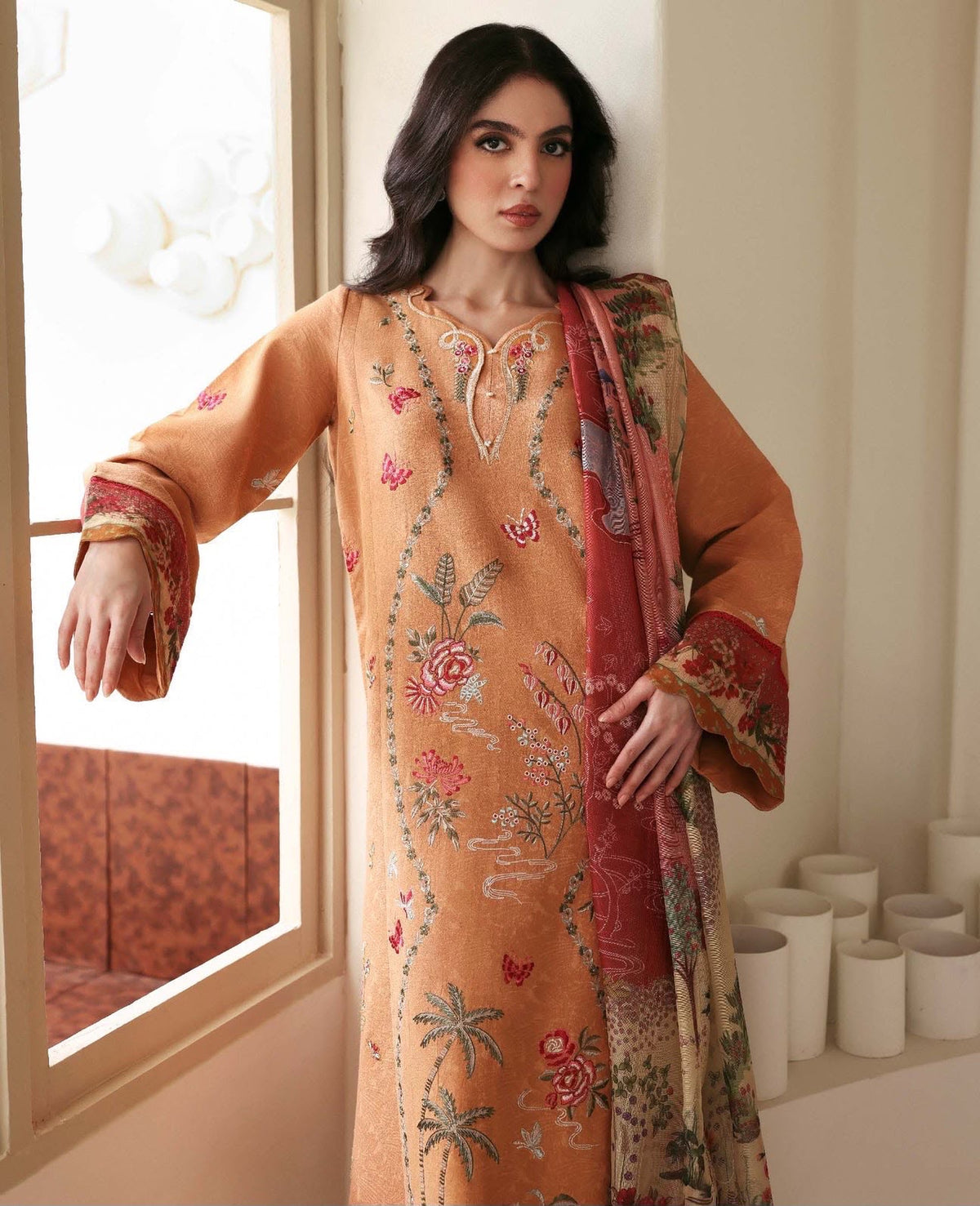 REBUBLIC BRAND DHANAK EMBROIDERED SUIT UNSTITCHED 3-PIECE