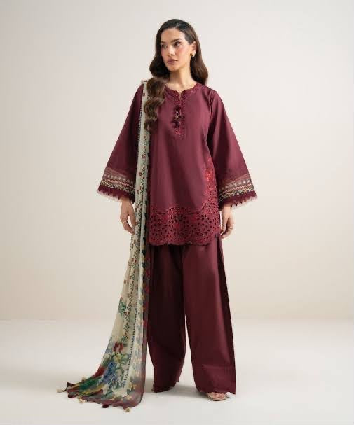 SAPPHIRE 3-Piece Dhanak Embroidered Suit Unstitched