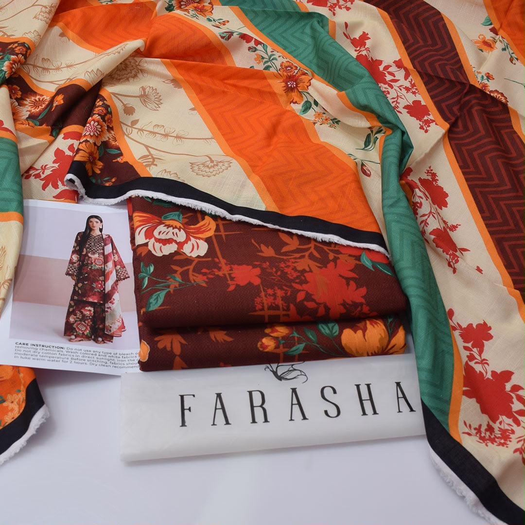 Farasha 3-piece khaddar Digital Printed unstitched