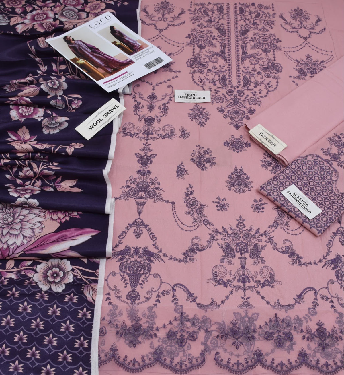 COCO BY ZARA SHAHJAHAN 3-Piece embroidered Suit Unstitched
