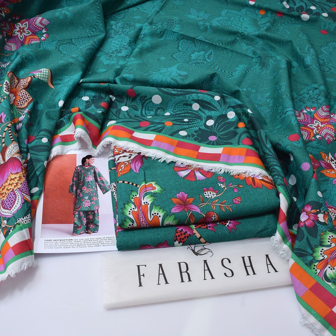 Farasha 3-piece khaddar Digital Printed unstitched