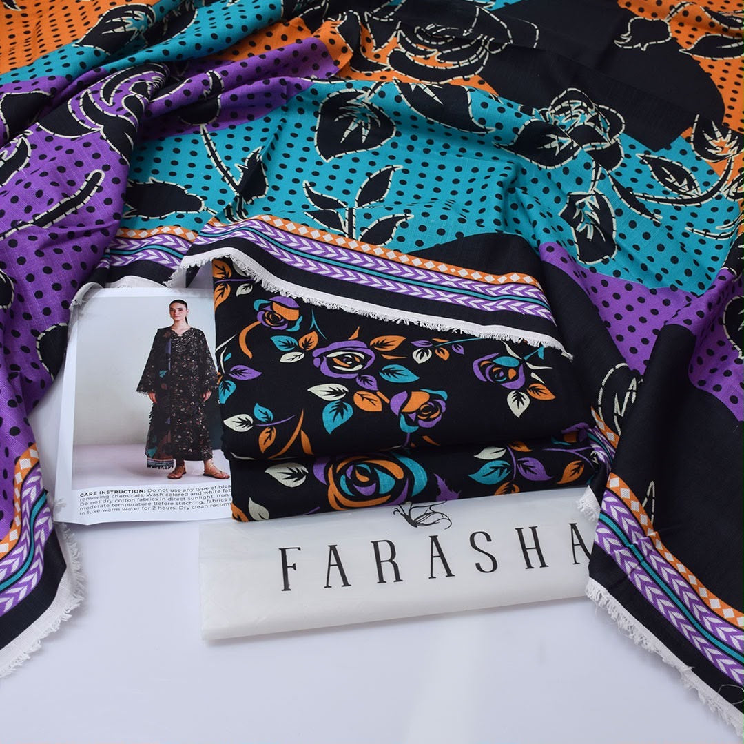 Farasha 3-piece khaddar Digital Printed unstitched