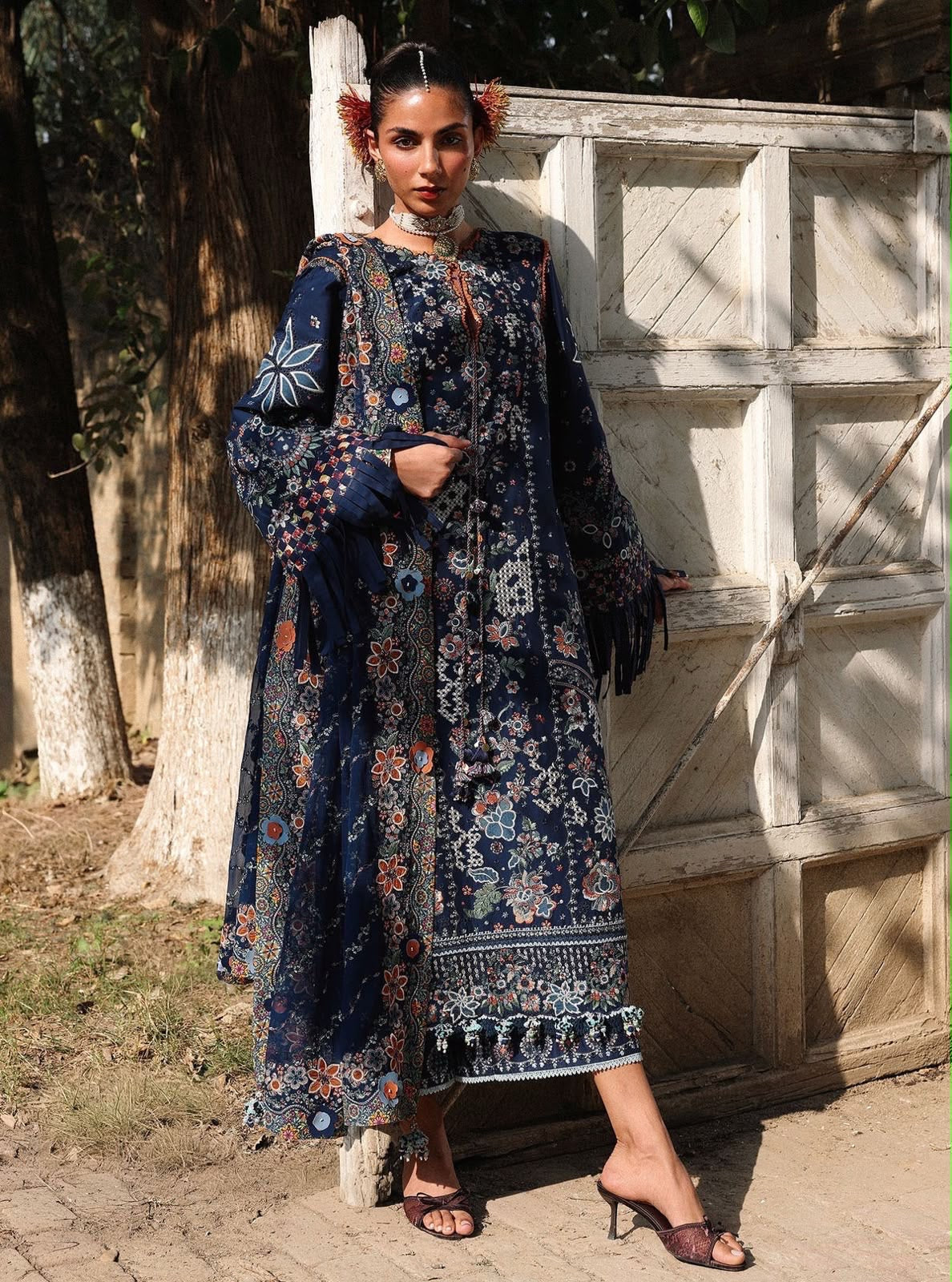 HUSSAIN REHAR LUXURY DHANAK 3-PIECE SUIT UNSTITCHED EMBROIDERED