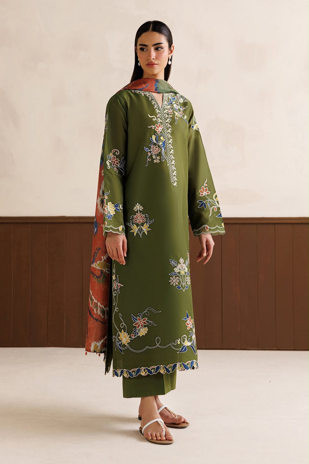 Baroque Brand 3-Piece embroidered Suit Unstitched