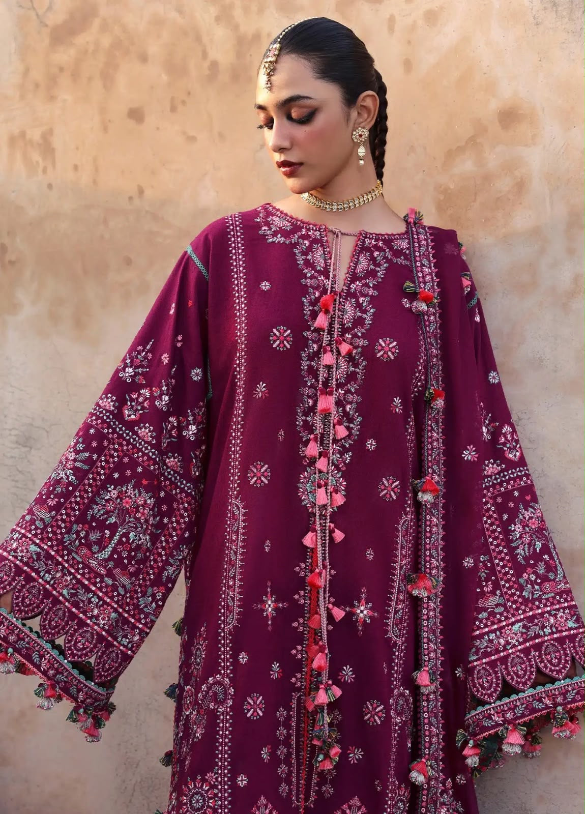 HUSSAIN REHAR LUXURY EMBROIDERED DHANAK 3-Piece Unstitshed Suit