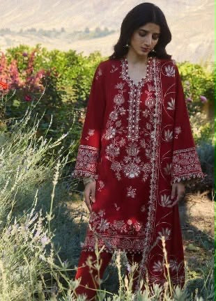 ZAHA BRAND EMBROIDERED 3-PIECE DHANAK SUIT UNSTITCHED