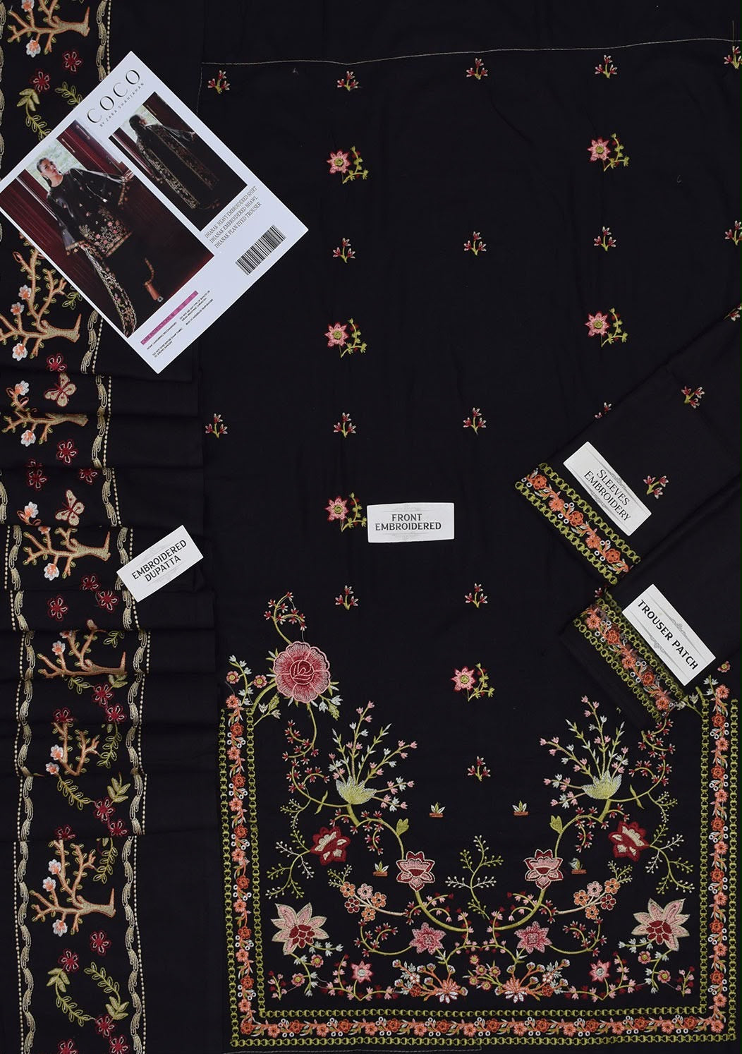 COCO BY ZARA SHAHJAHAN 3-Piece Dhanak Embroidered Suit Unstitched