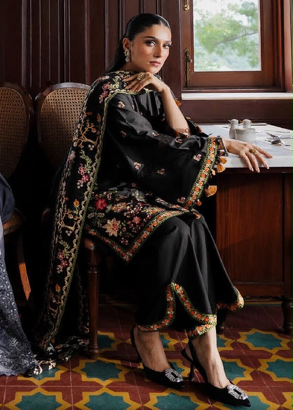 COCO BY ZARA SHAHJAHAN 3-Piece Dhanak Embroidered Suit Unstitched