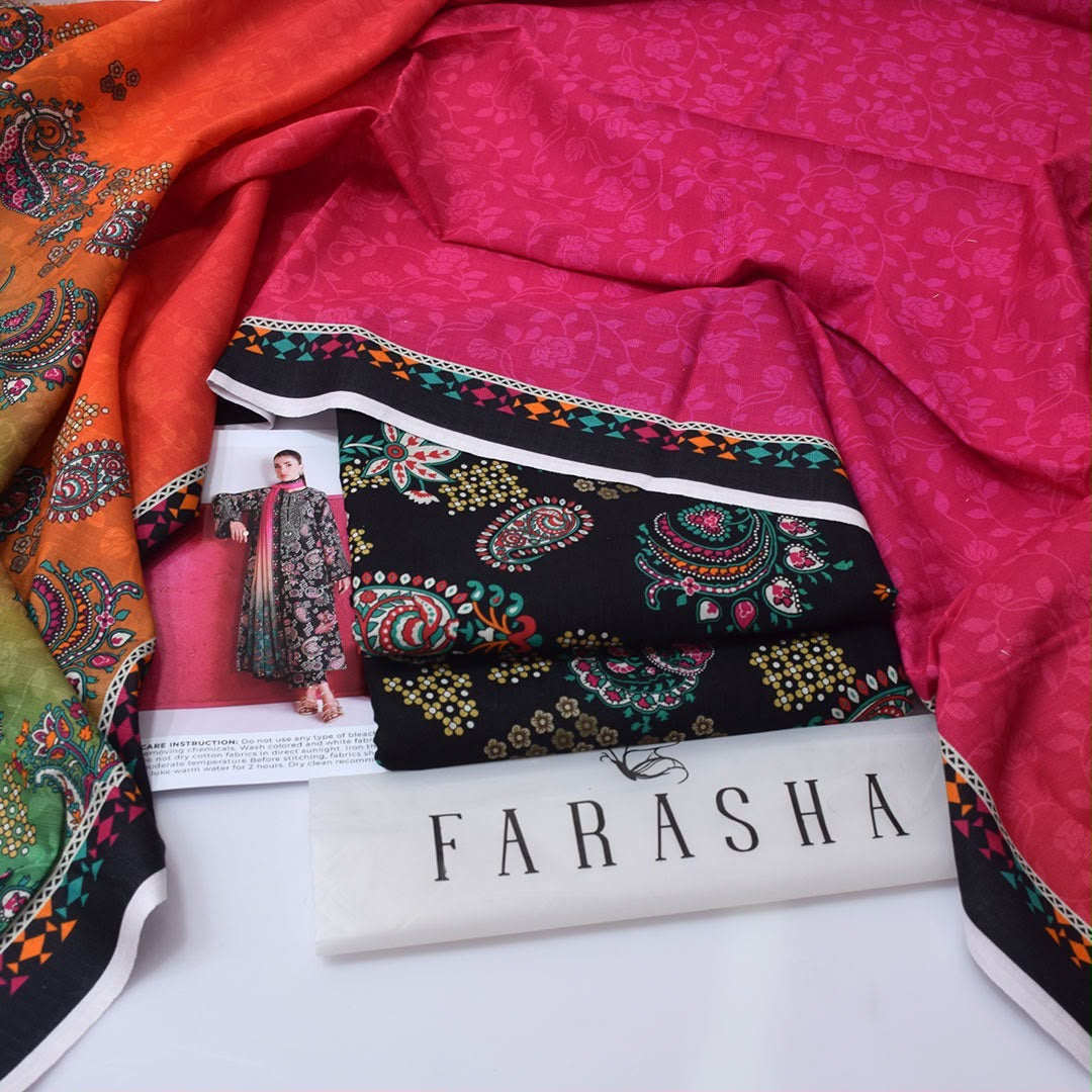 Farasha 3-piece khaddar Digital Printed unstitched