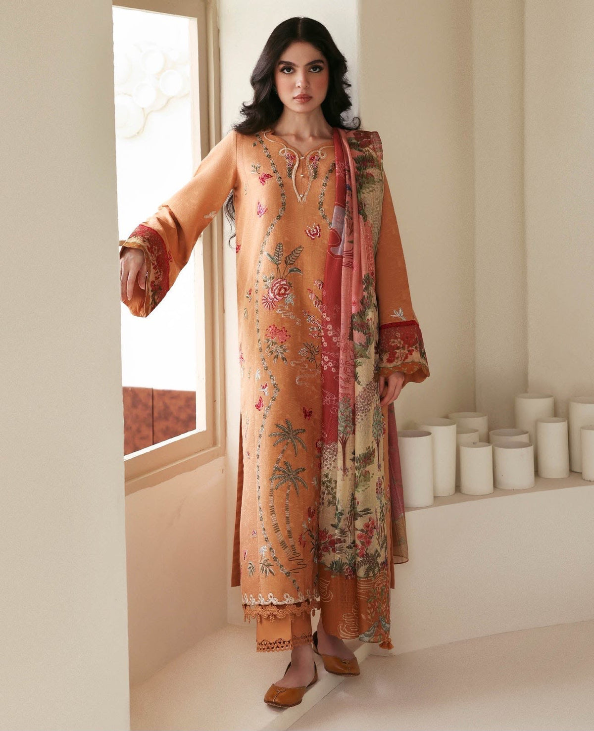 REBUBLIC BRAND DHANAK EMBROIDERED SUIT UNSTITCHED 3-PIECE