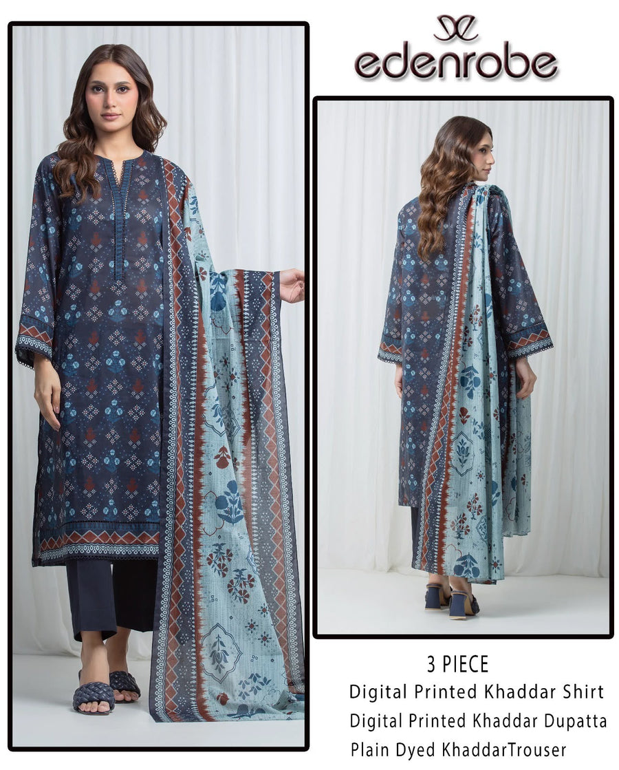 Eden robe 3-piece digital printed khaddar