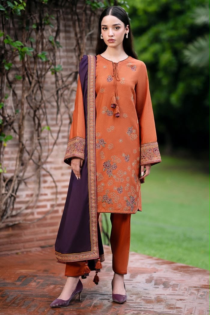 JAZMIN BRAND DHANAK EMBROIDERED SUIT 3-PIECE UNSTITCHED