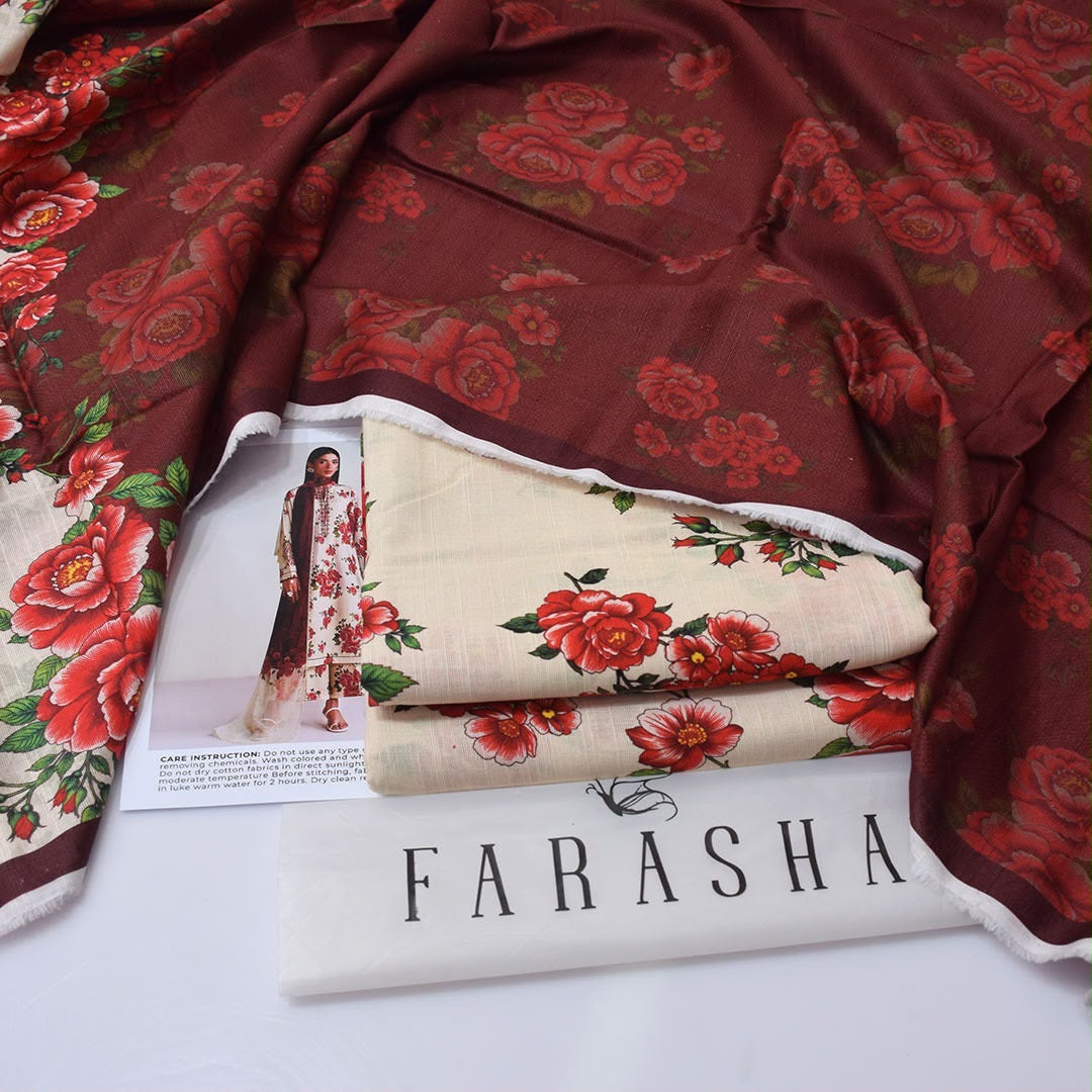 Farasha 3-piece khaddar Digital Printed unstitched
