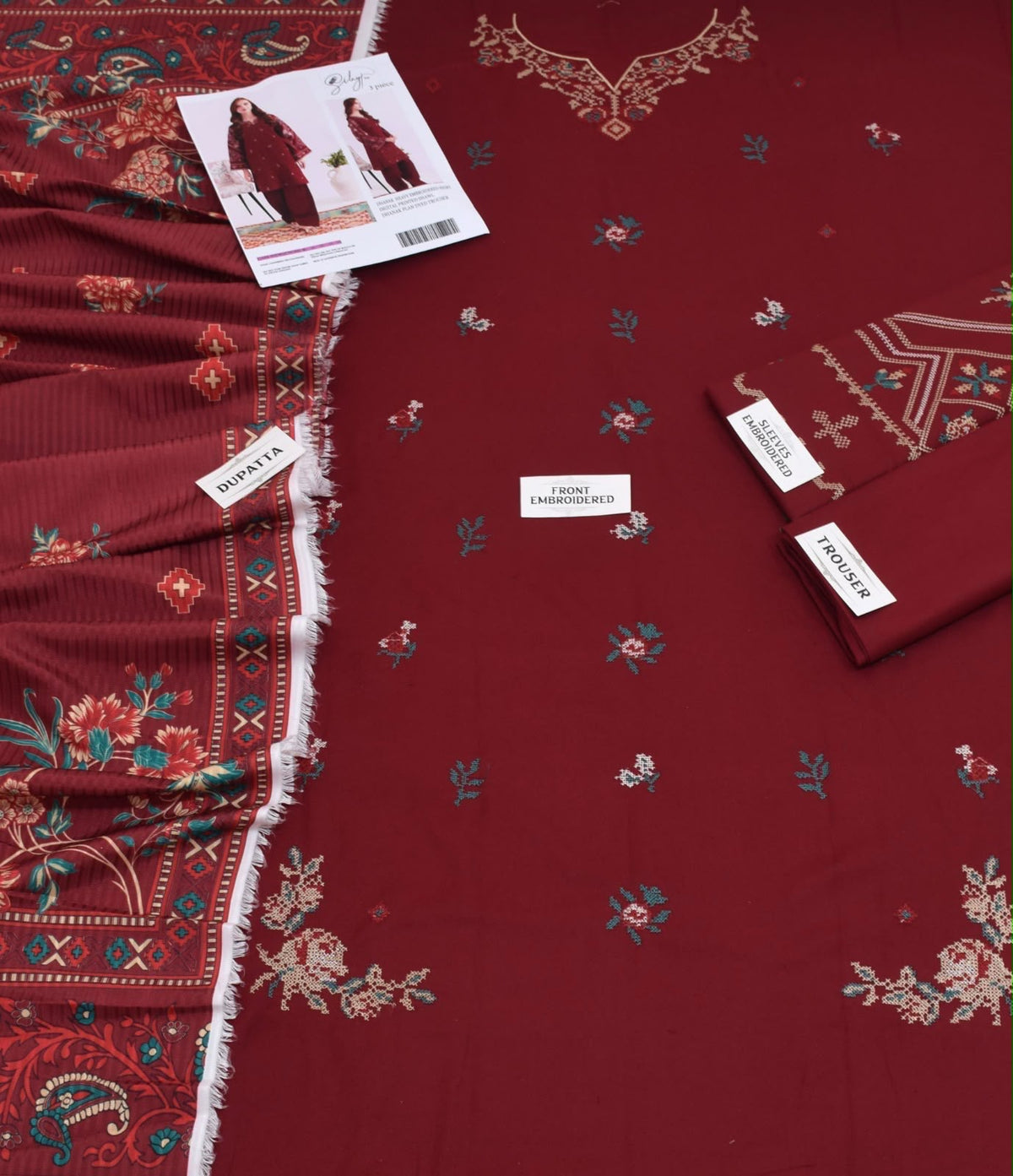 SILAYI PRET 3-Piece Embroidered Suit Unstitched