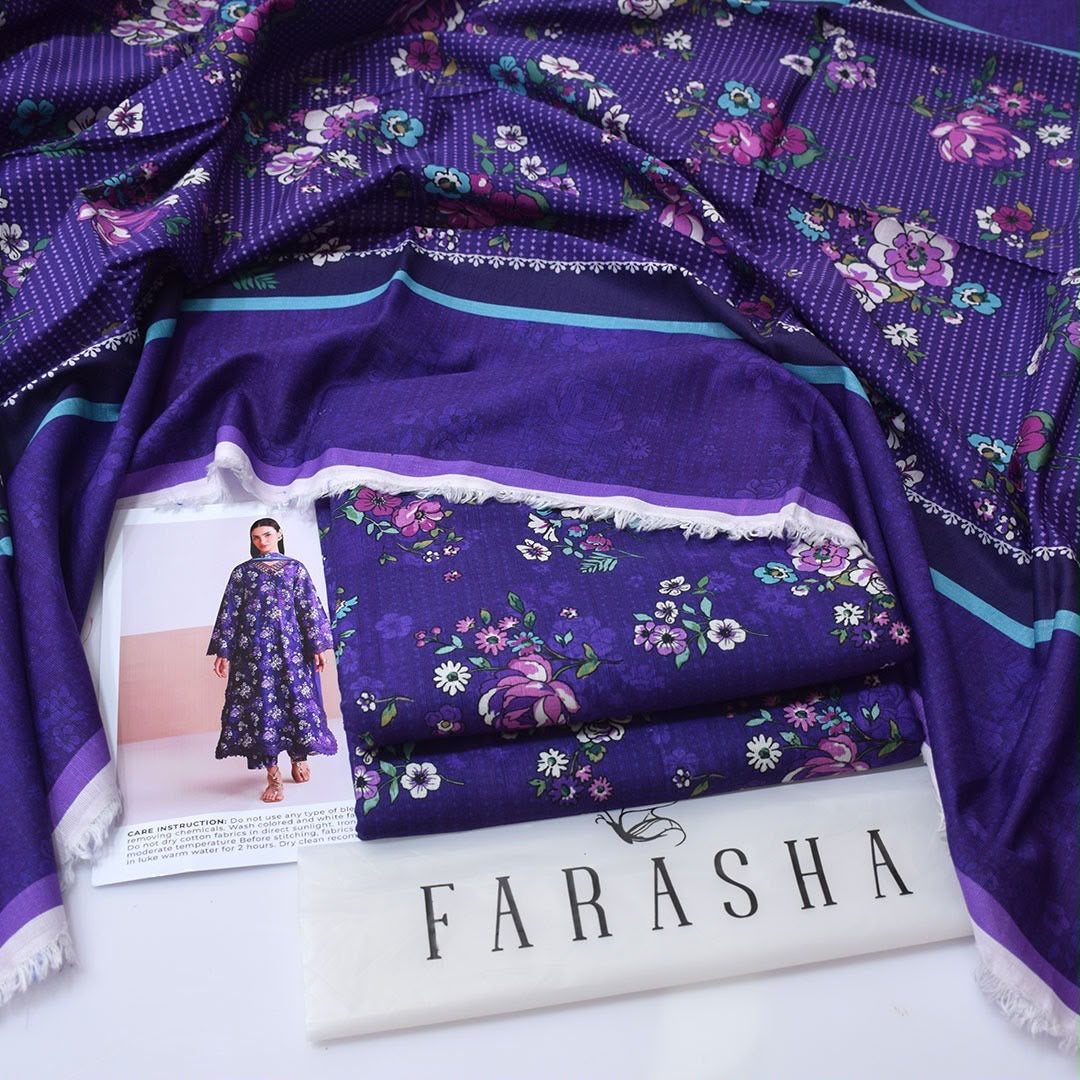 Farasha 3-piece khaddar Digital Printed unstitched