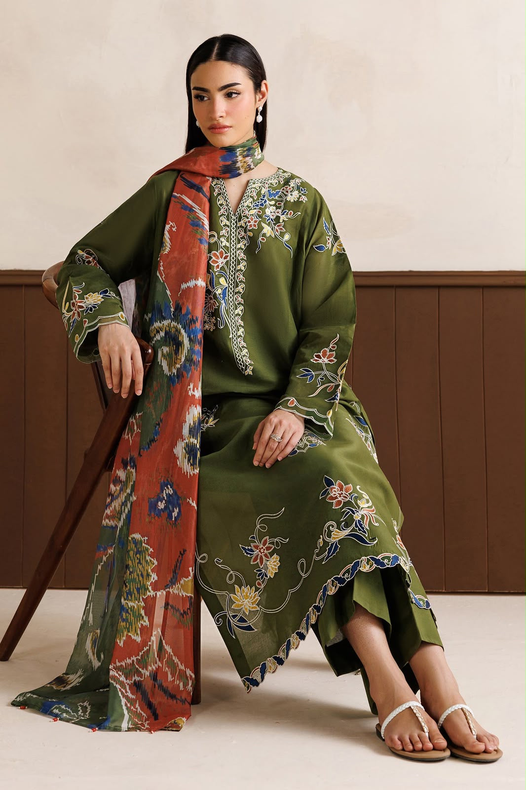 Baroque Brand 3-Piece embroidered Suit Unstitched