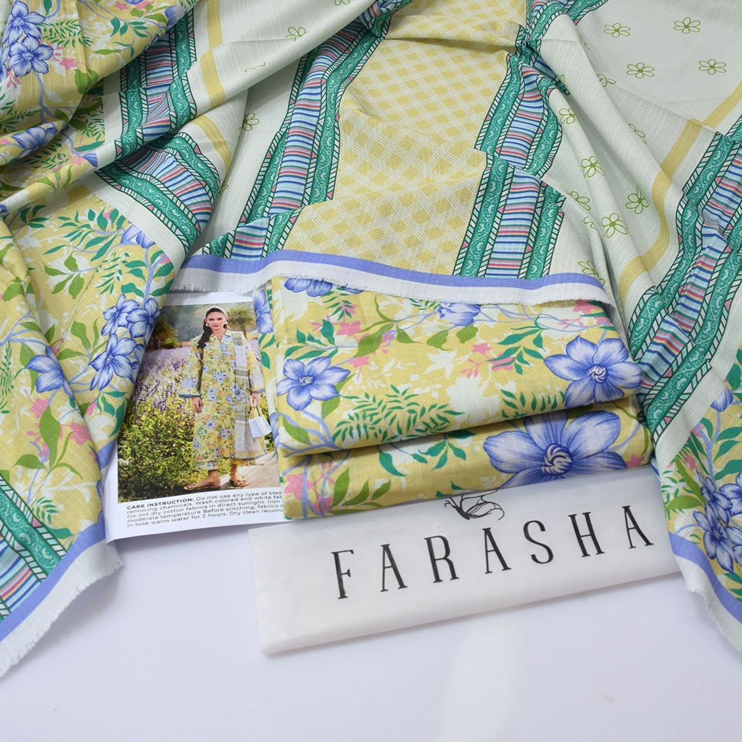 Farasha 3-piece khaddar Digital Printed unstitched